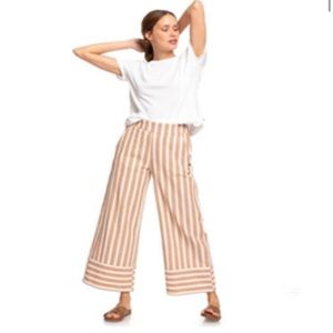 Roxy Wide Leg Striped Linen Pants